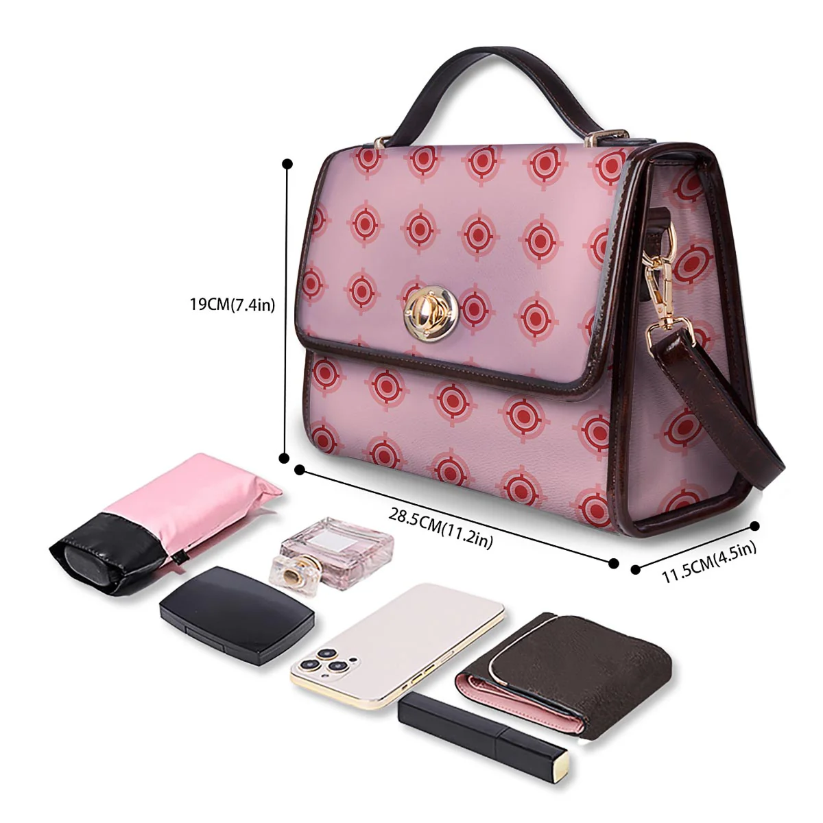 Sight Red Gun Print Pattern Women's Satchel Bag - Image 4