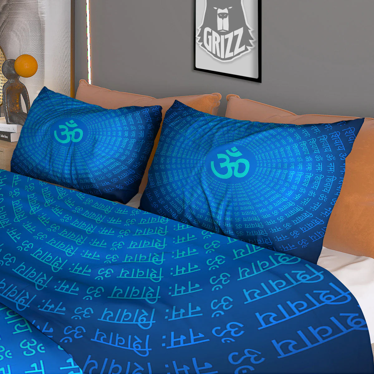 Sign Om Spiritual Print Duvet Cover Bedding Set - Image 3