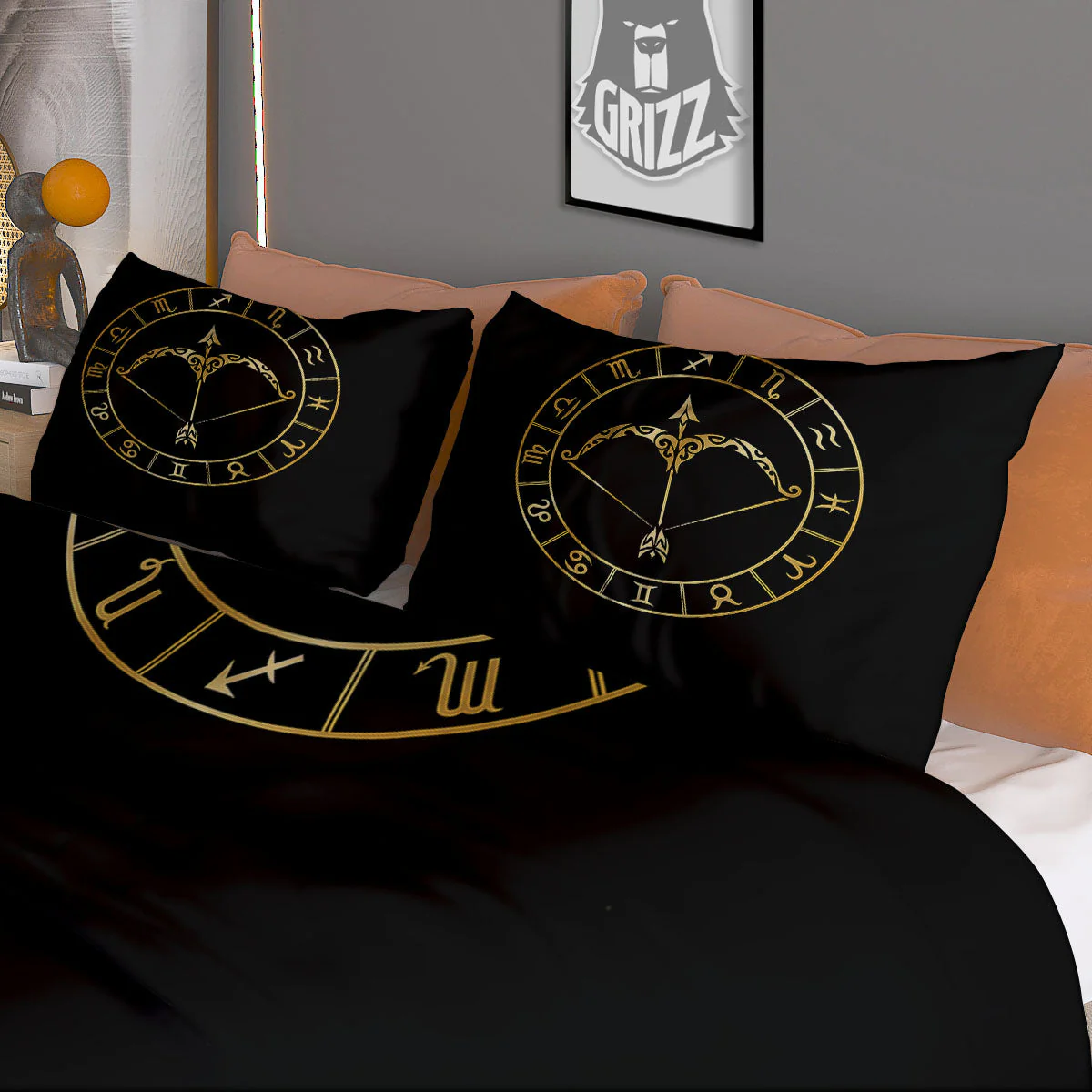 Sign Sagittarius Gold Print Duvet Cover Bedding Set - Image 3