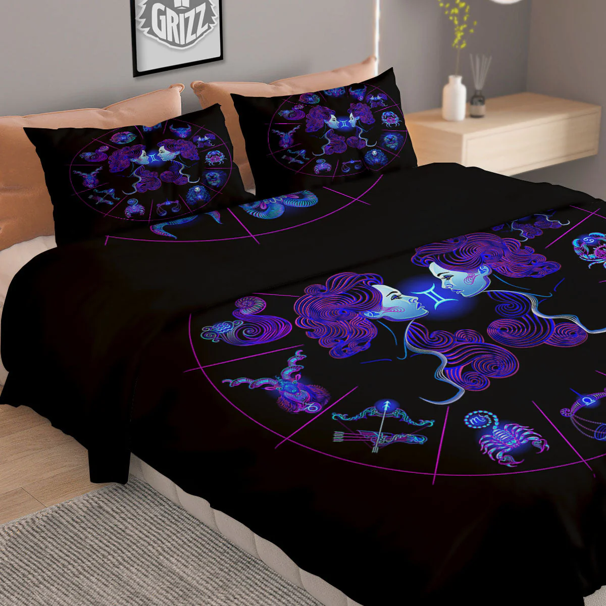 Signs Astrological And Gemini Print Duvet Cover Bedding Set - Image 2
