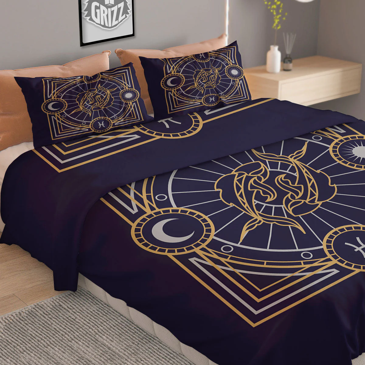 Signs Astrological And Pisces Print Duvet Cover Bedding Set - Image 2