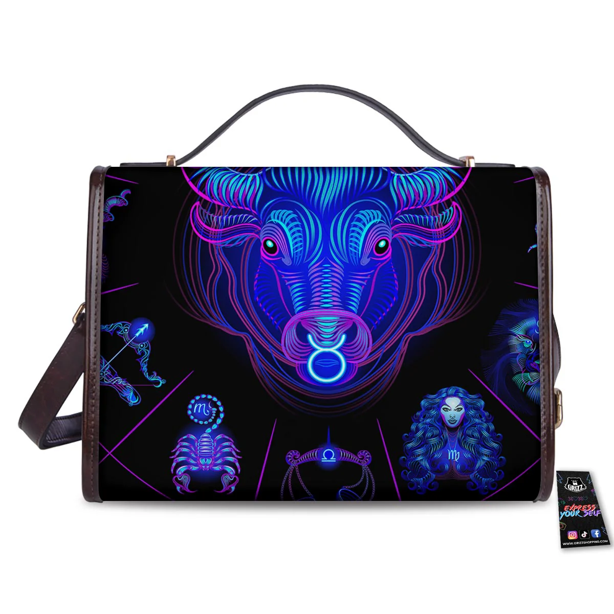 Signs Astrological And Taurus Print Women's Satchel Bag - Image 2