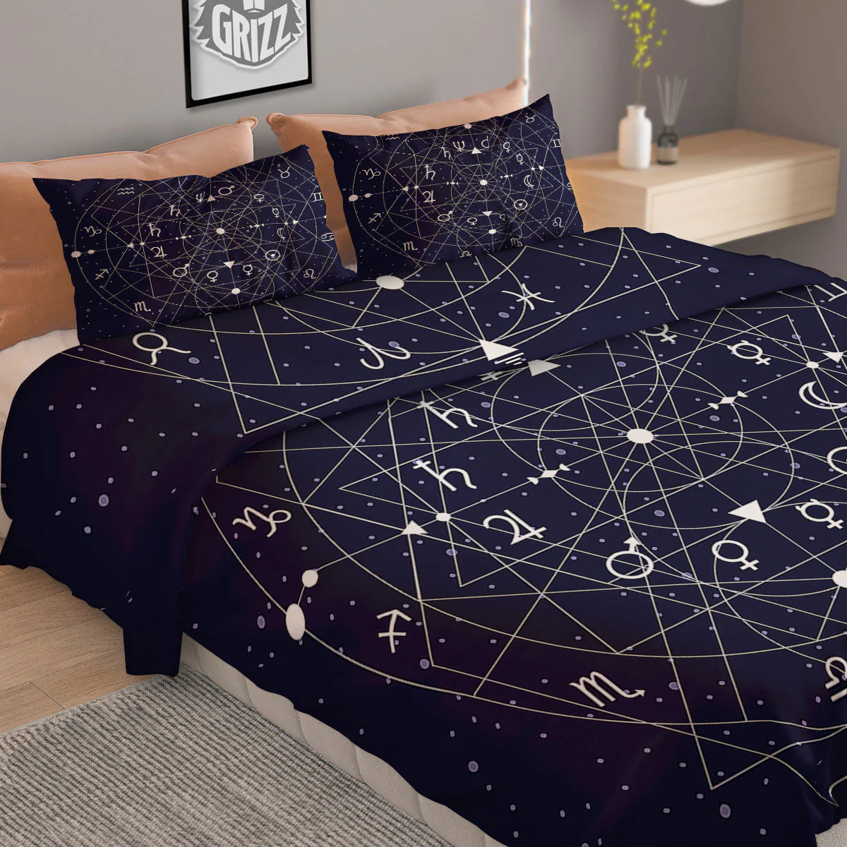 Signs Geometric Zodiac Print Duvet Cover Bedding Set - Image 2