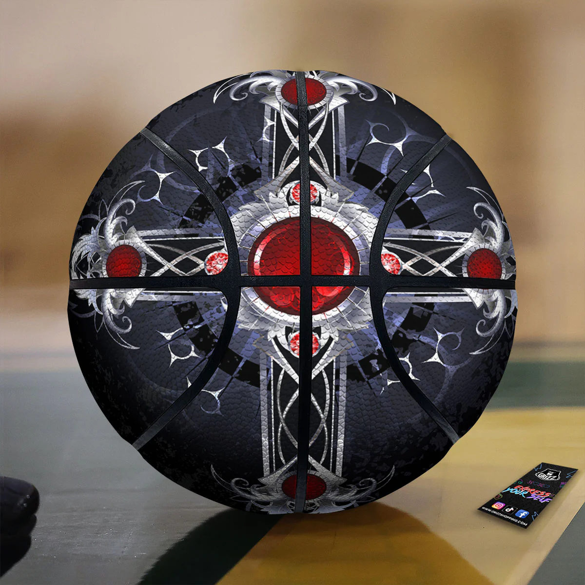 Silver Cross Ornamental Print Basketball