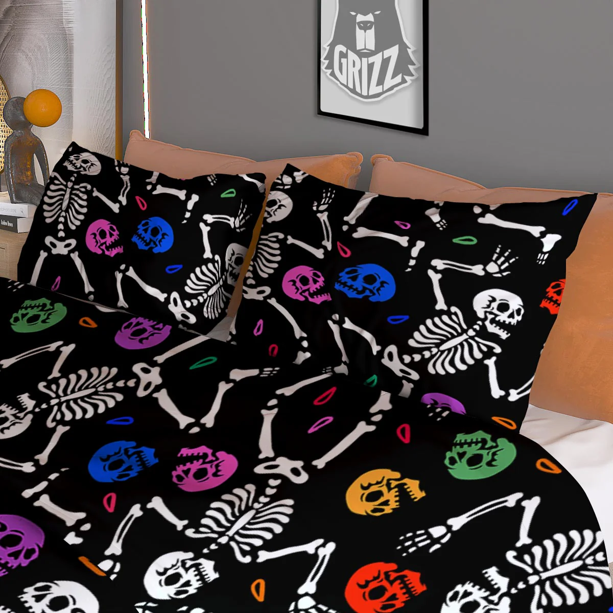 Skeleton Dancing Trippy Print Pattern Duvet Cover Bedding Set - Image 3