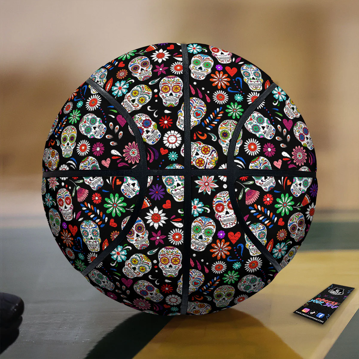 Skeleton Day Of The Dead Print Pattern Basketball