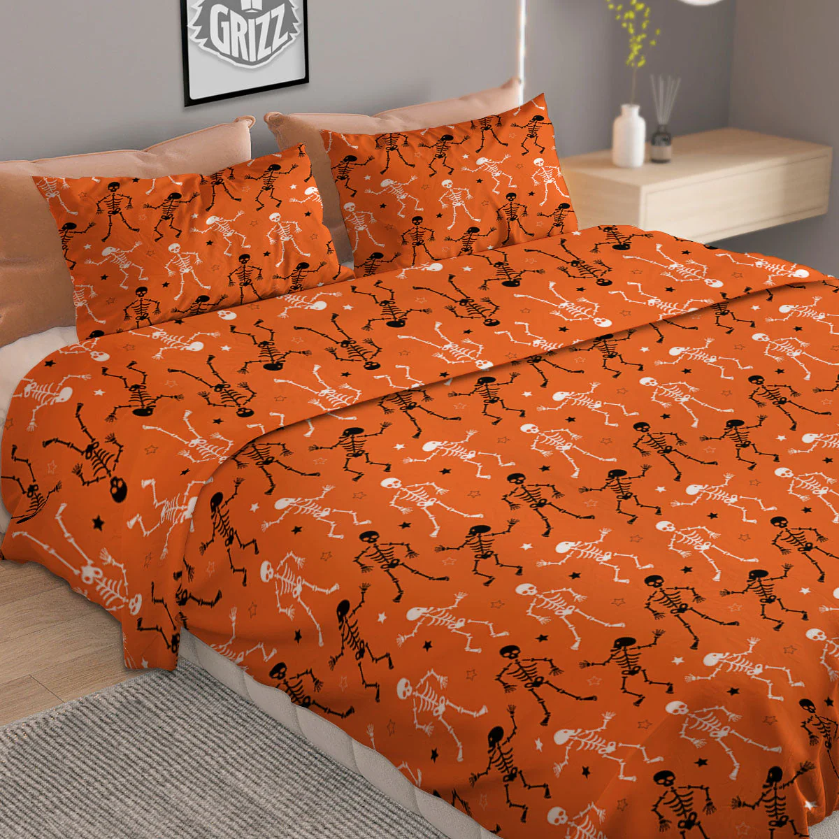 Skeleton Party Halloween Print Pattern Duvet Cover Bedding Set - Image 2
