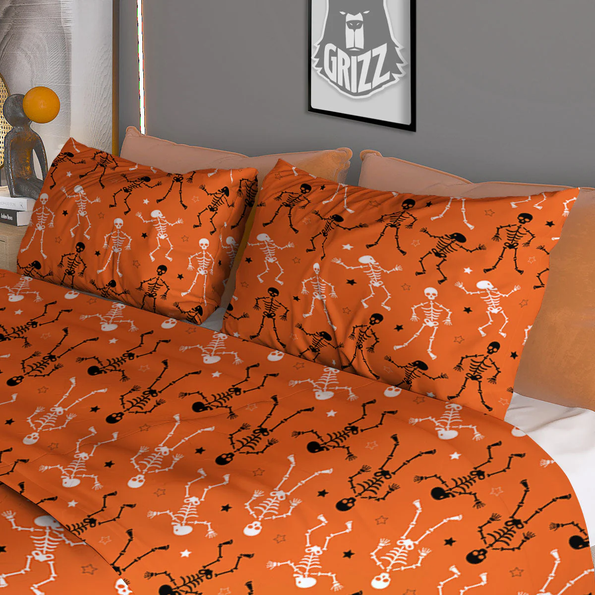 Skeleton Party Halloween Print Pattern Duvet Cover Bedding Set - Image 3