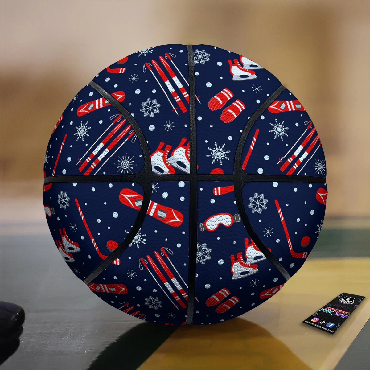 Skiing Equipment Print Pattern Basketball