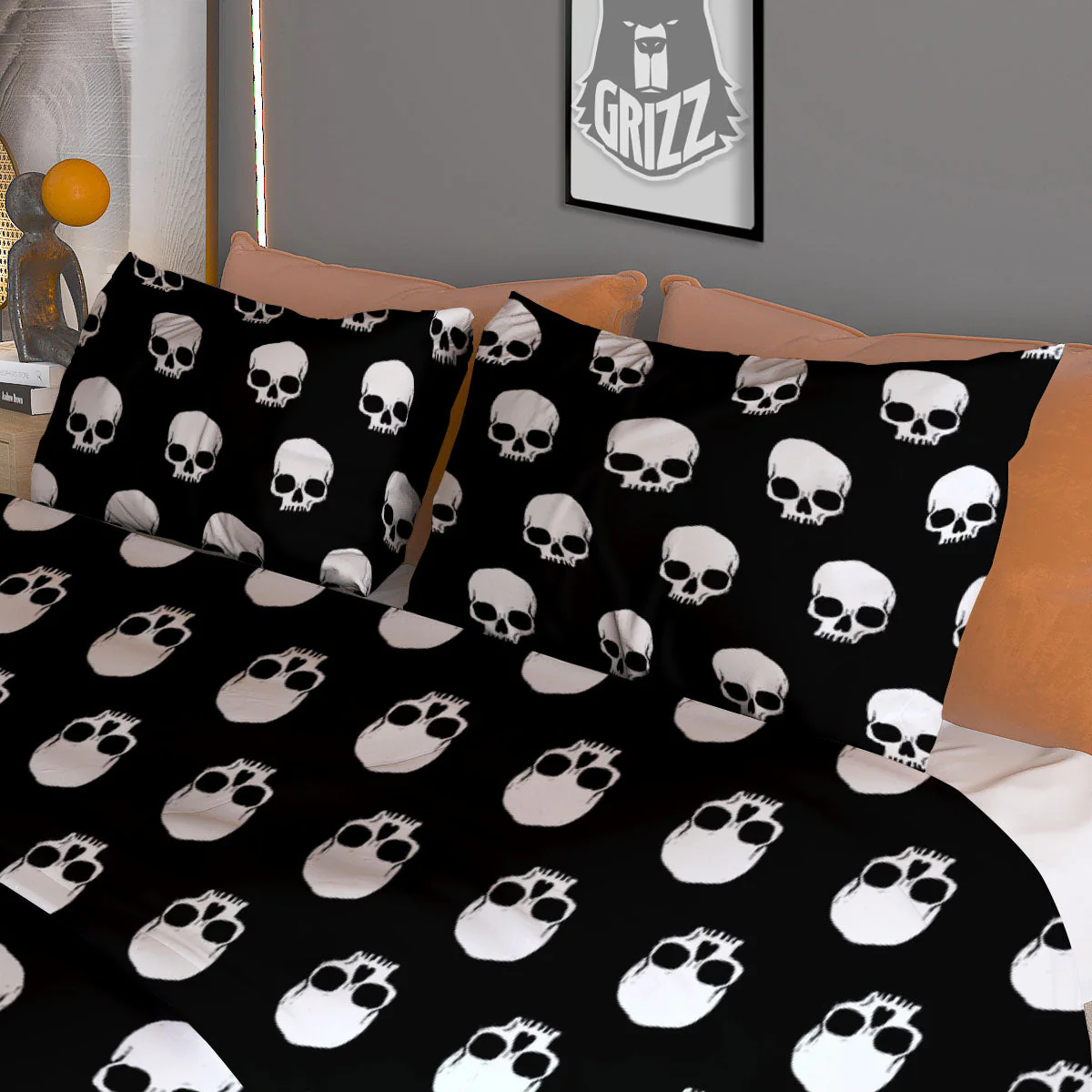 Skull Emo Print Pattern Duvet Cover Bedding Set - Image 3