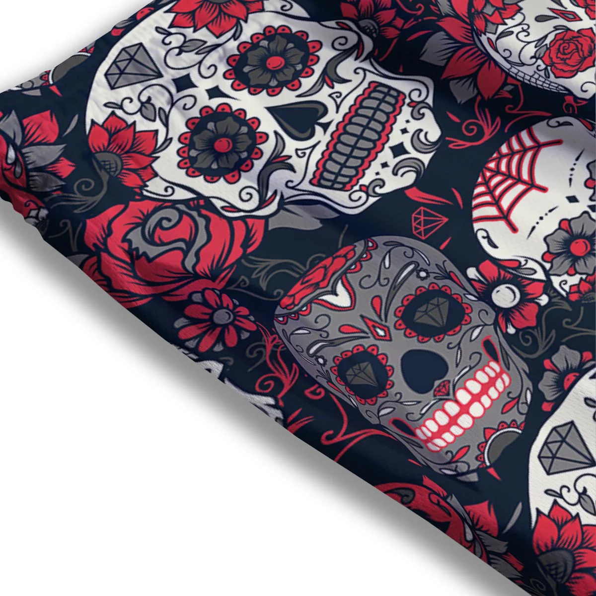 Skull Flower Red Sugar Print Pattern Mesh Shorts - Image 3