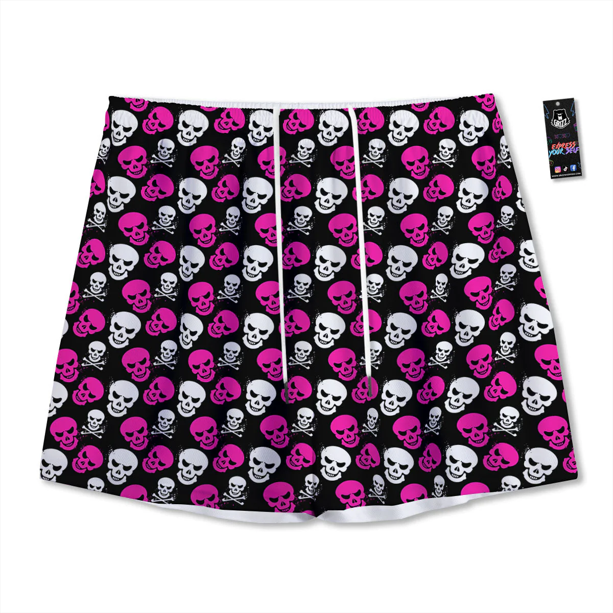 Skull Girly Emo Print Pattern Mesh Shorts