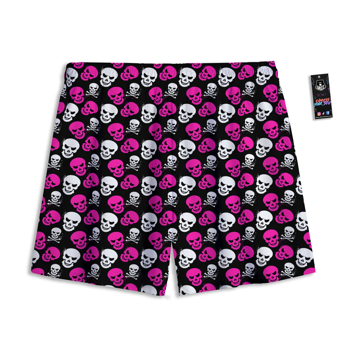 Skull Girly Emo Print Pattern Mesh Shorts - Image 2
