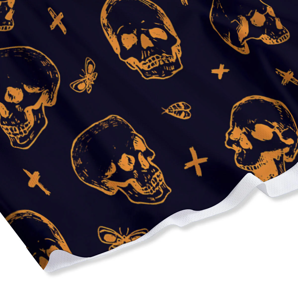 Skull Halloween Print Pattern Mesh Shorts - Image 4