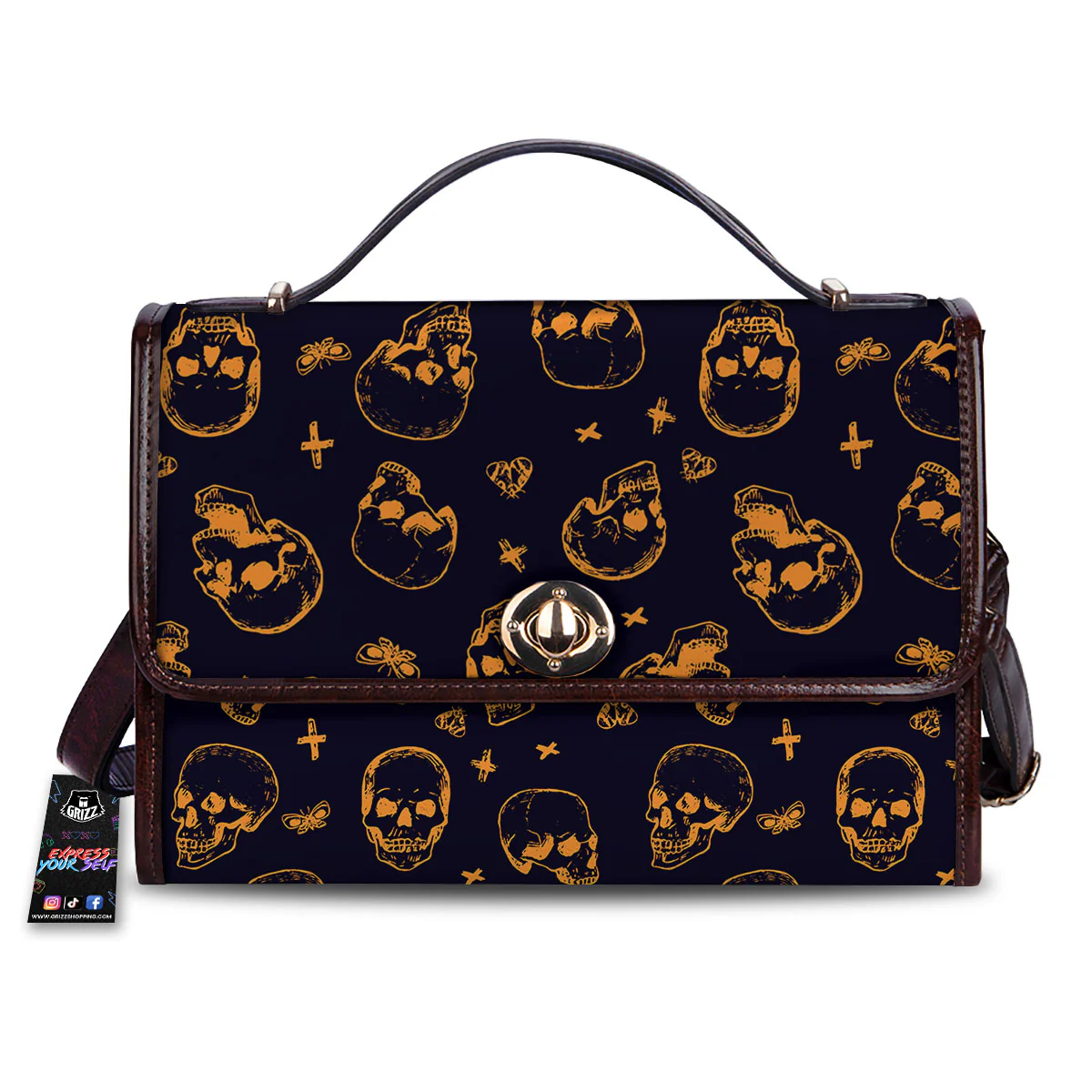 Skull Halloween Print Pattern Women's Satchel Bag