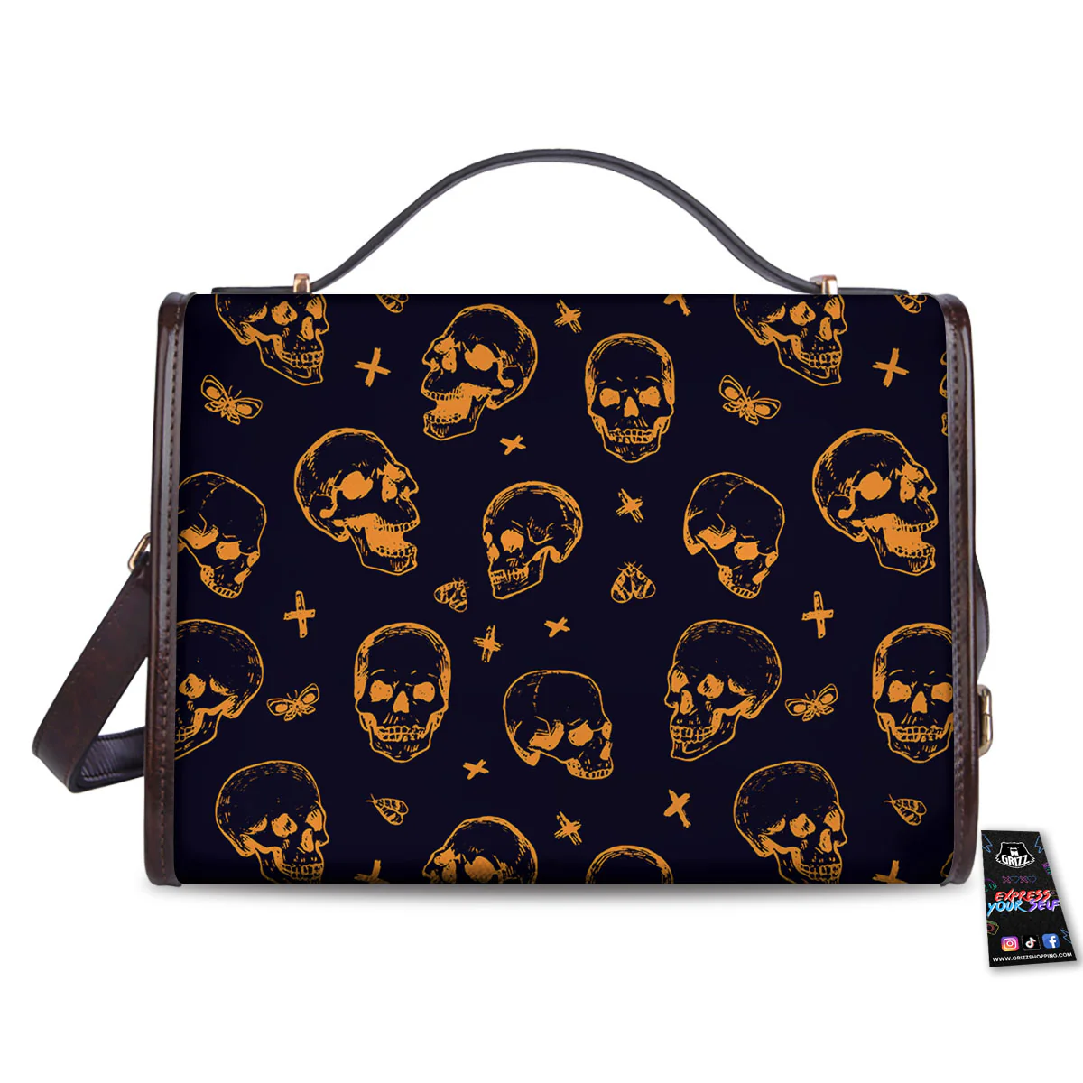 Skull Halloween Print Pattern Women's Satchel Bag - Image 2
