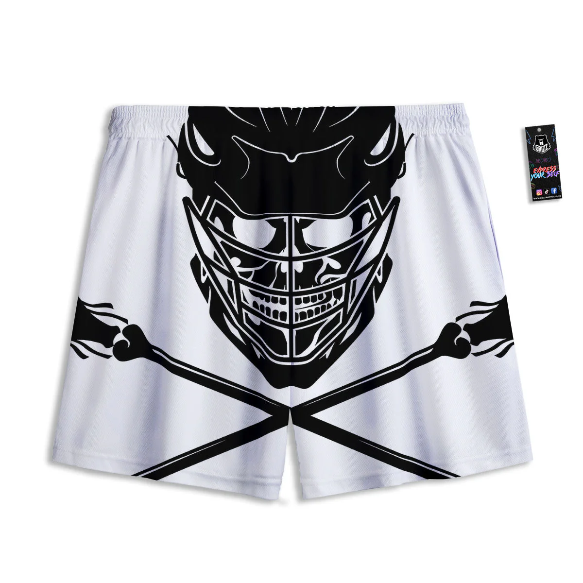 Skull Lacrosse Print Mesh Shorts - Image 2