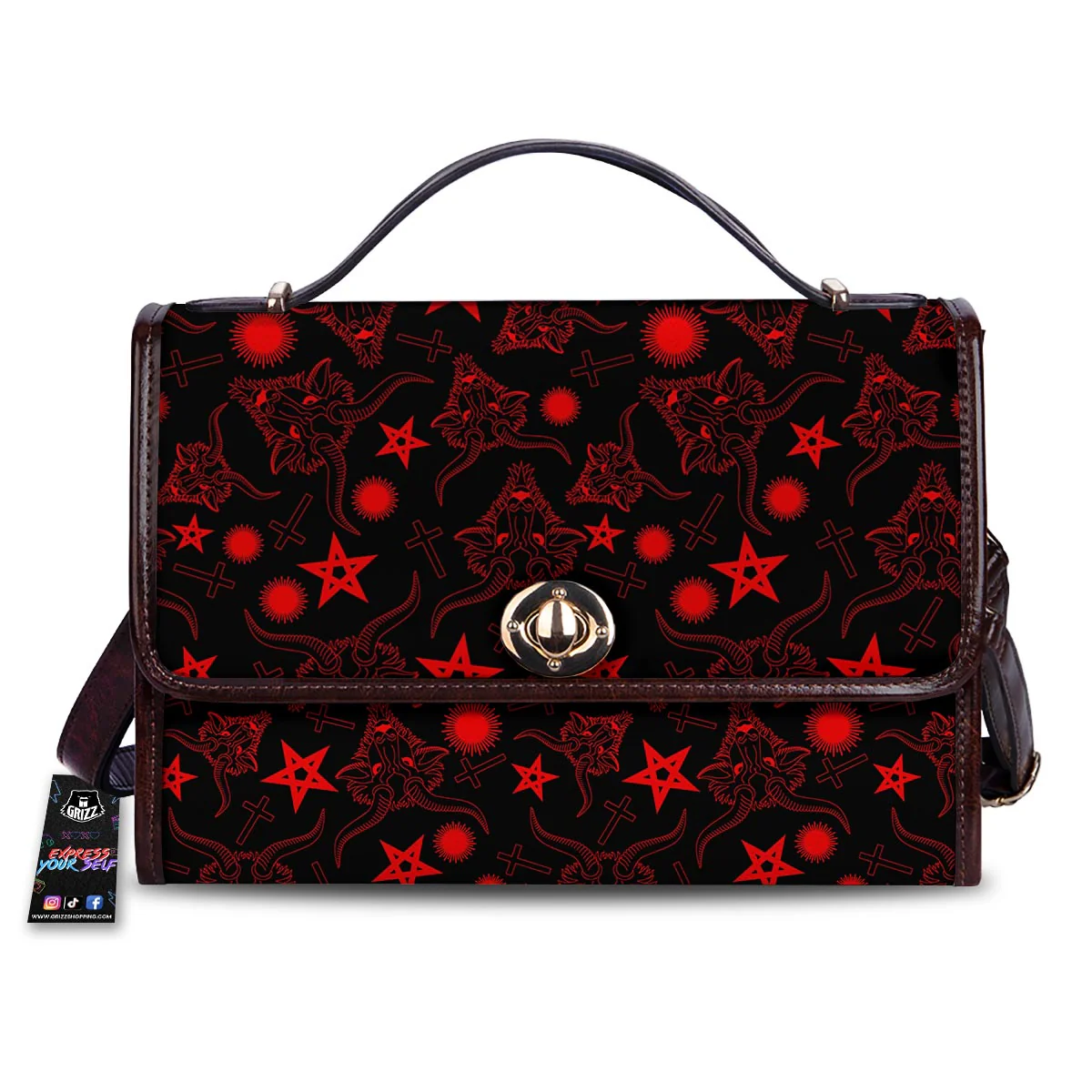 Skull Pentagram Satan Goat Print Pattern Women's Satchel Bag