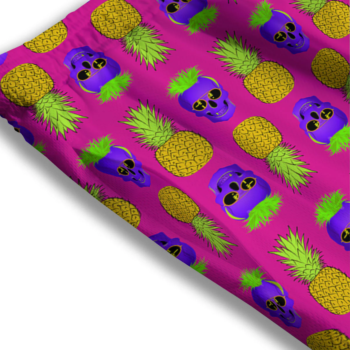 Skull Pineapple Print Pattern Mesh Shorts - Image 3