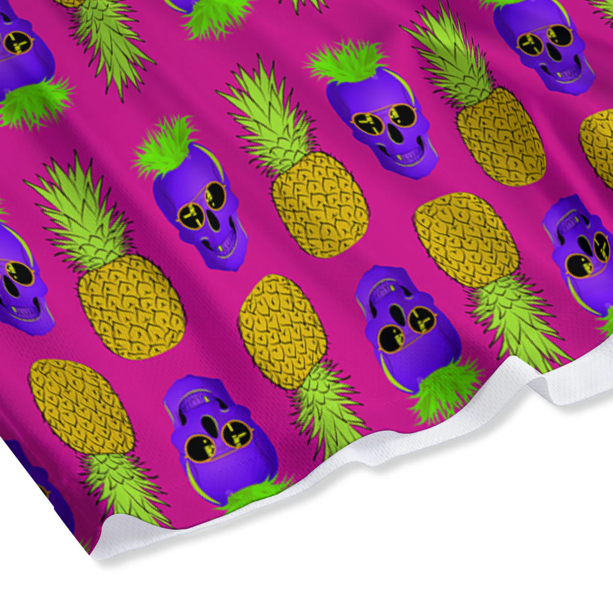 Skull Pineapple Print Pattern Mesh Shorts - Image 4