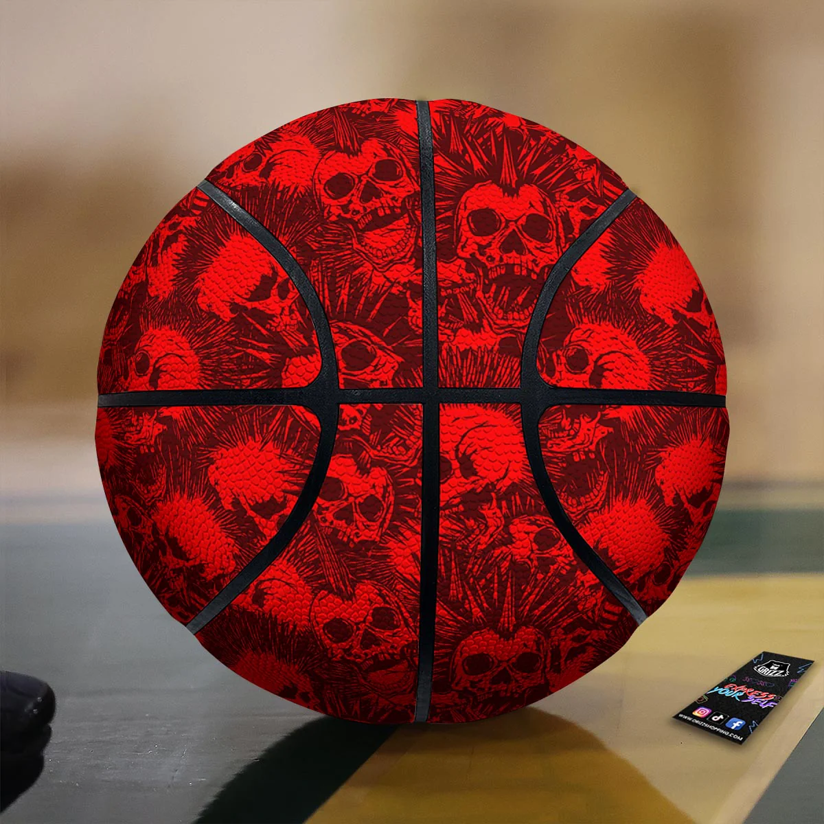 Skull Punk Red Print Pattern Basketball