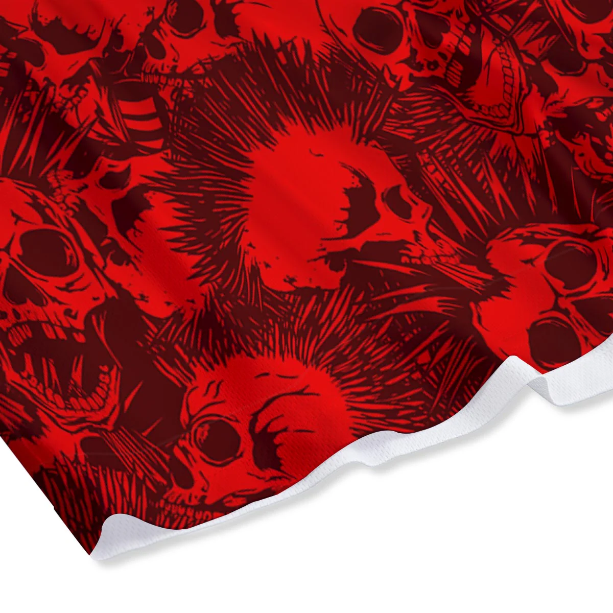 Skull Punk Red Print Pattern Mesh Shorts - Image 4