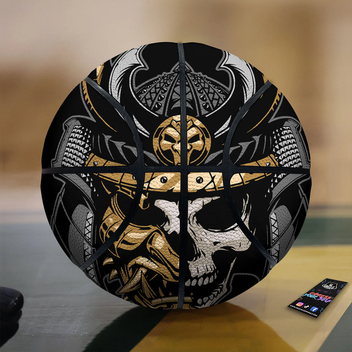 Skull Samurai Warrior Print Basketball