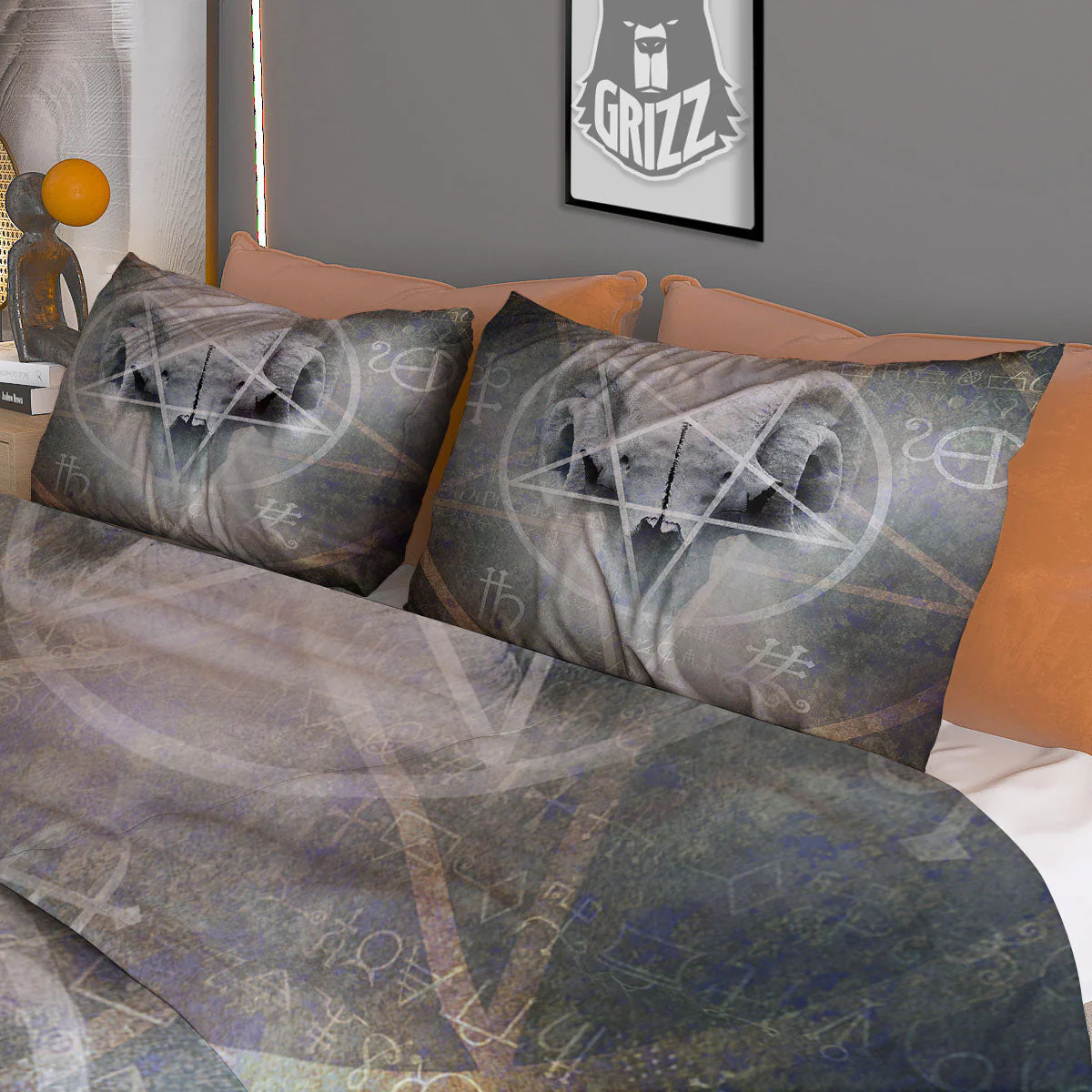 Skull Satanic Pentagram Print Duvet Cover Bedding Set - Image 3