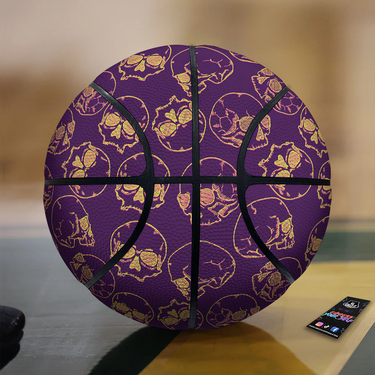 Skull Teal And Purple Print Pattern Basketball