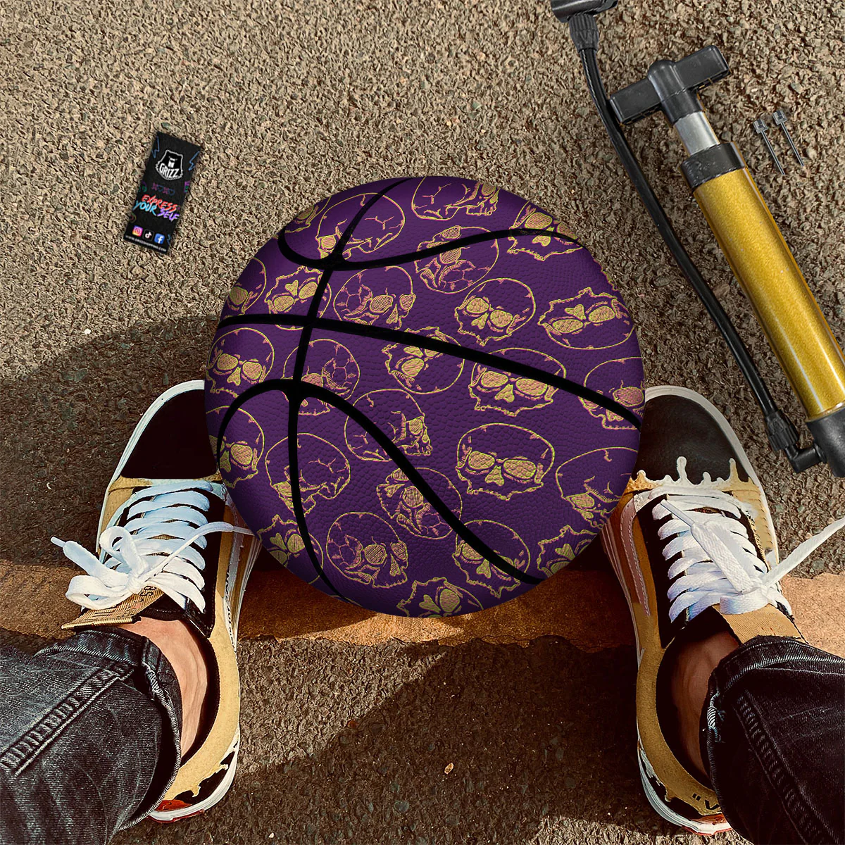 Skull Teal And Purple Print Pattern Basketball - Image 2