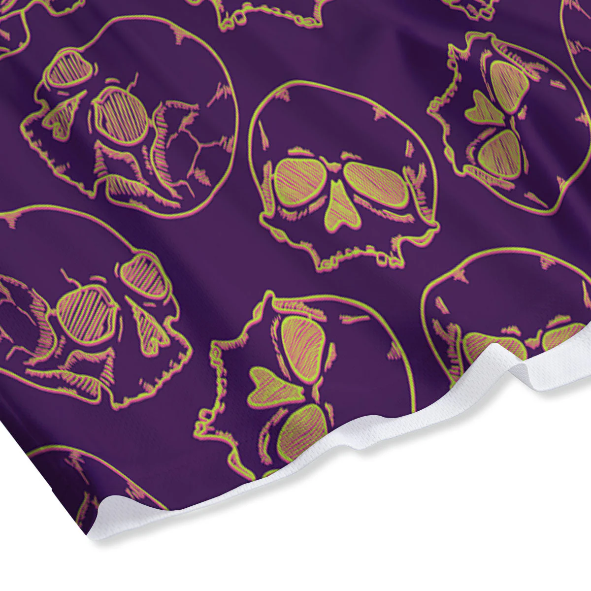 Skull Teal And Purple Print Pattern Mesh Shorts - Image 4