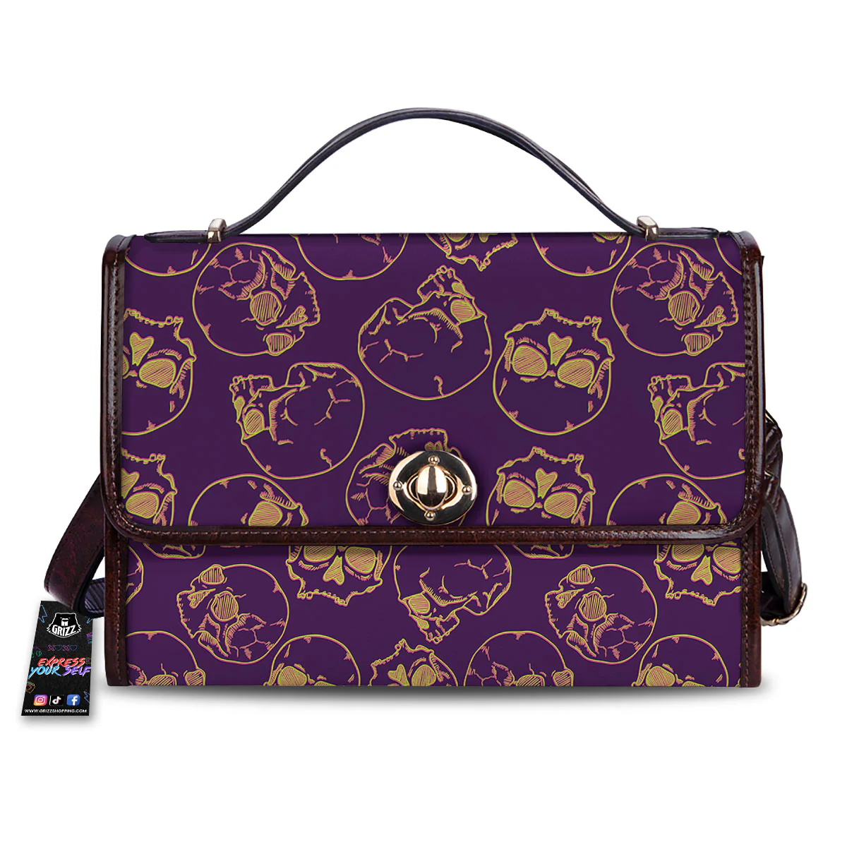 Skull Teal And Purple Print Pattern Women's Satchel Bag