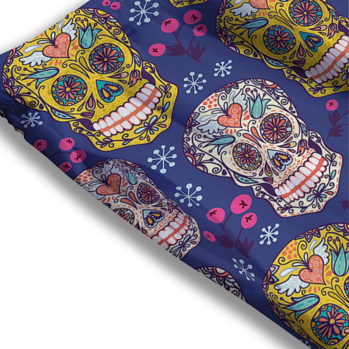 Skull Teal Sugar Print Pattern Mesh Shorts - Image 3