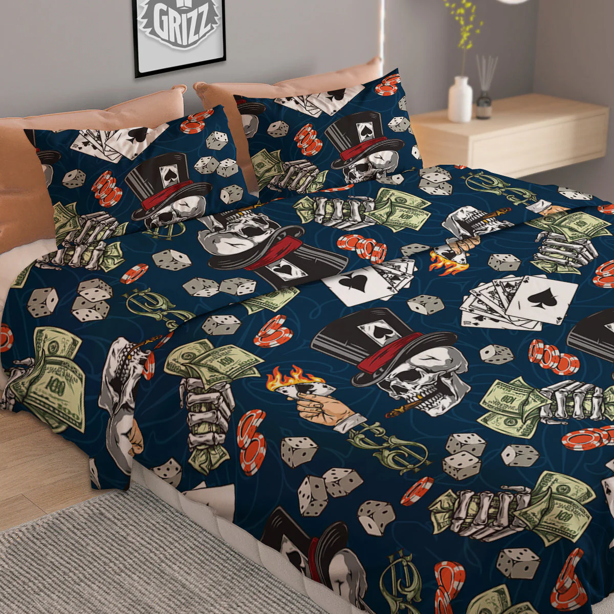 Skull Vintage Print Pattern Duvet Cover Bedding Set - Image 2