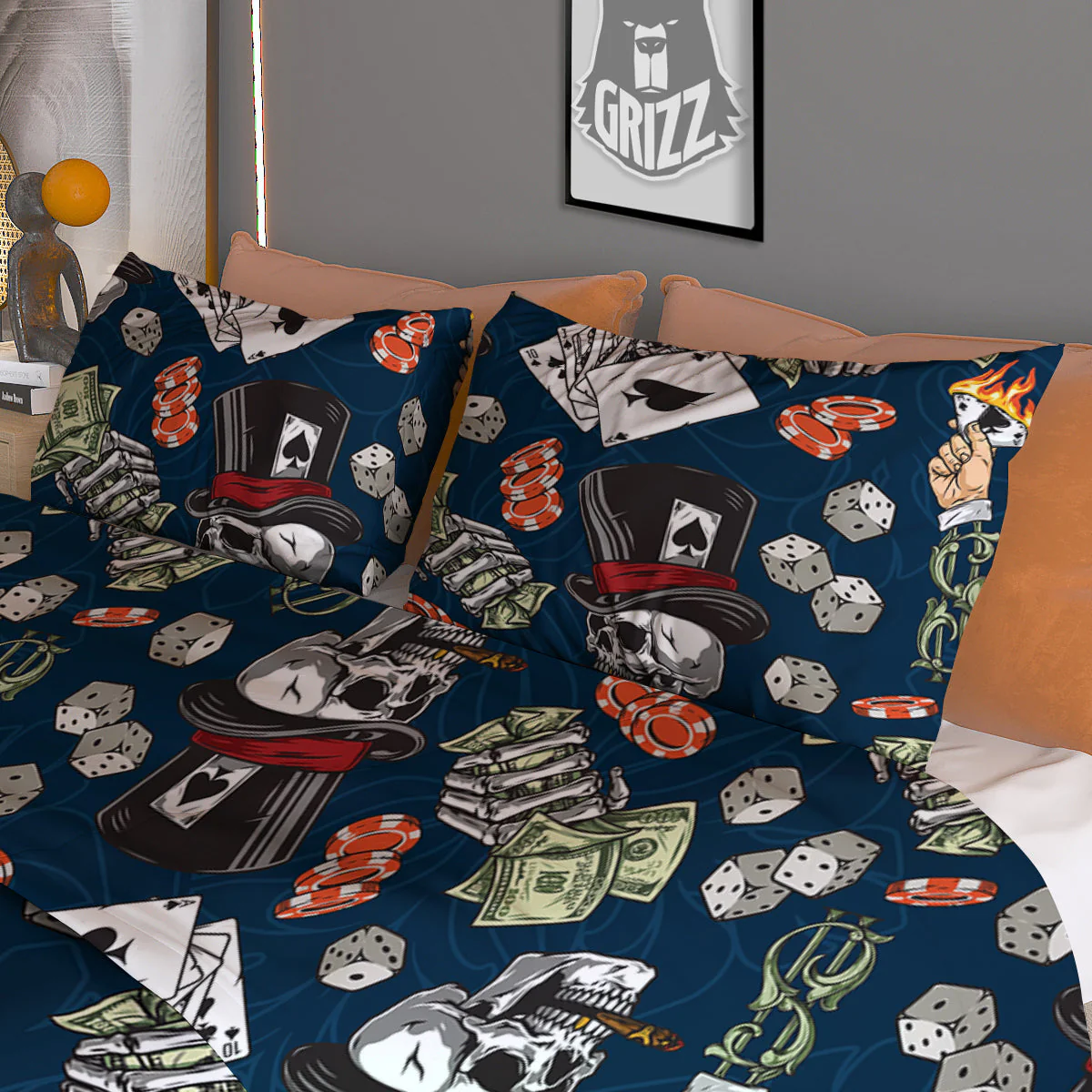 Skull Vintage Print Pattern Duvet Cover Bedding Set - Image 3