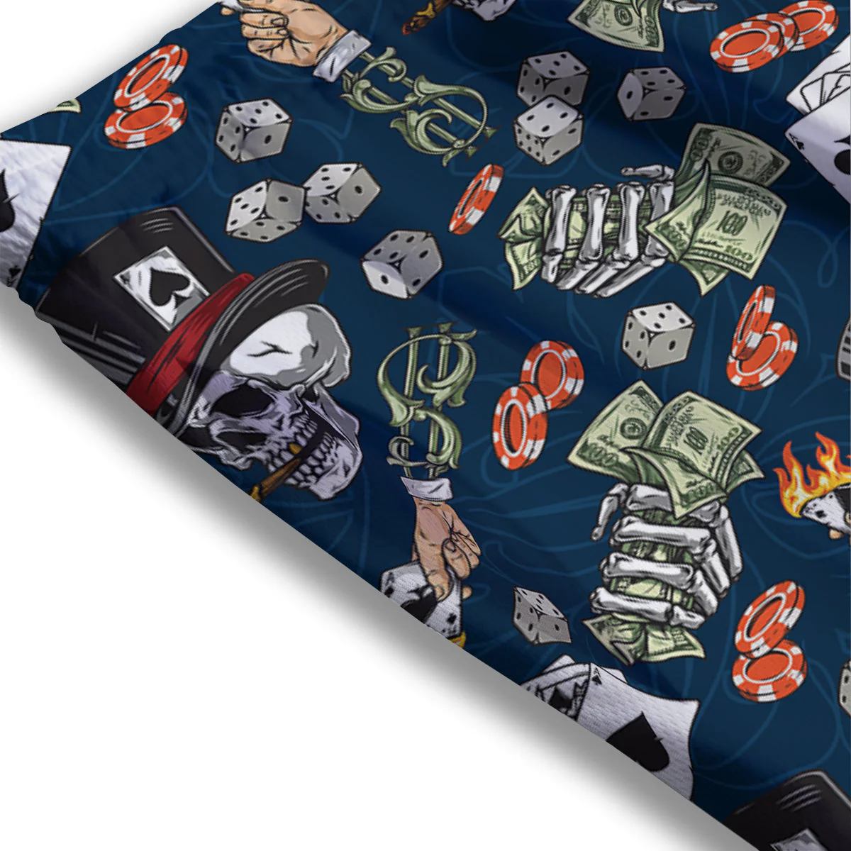 Skull Vintage Print Pattern Mesh Shorts - Image 3