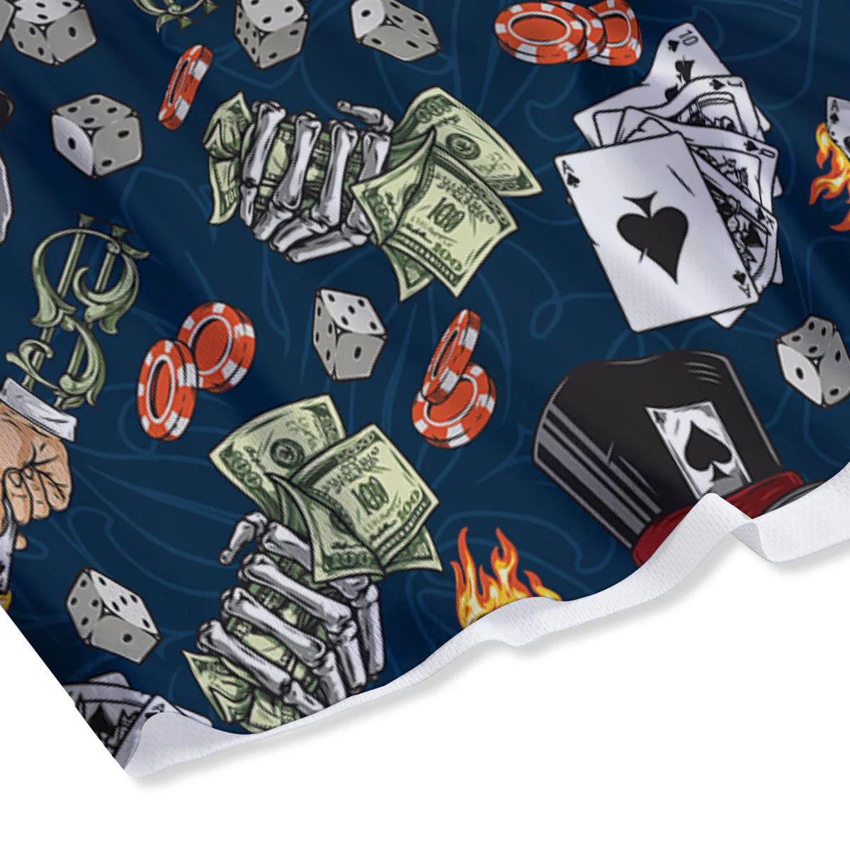 Skull Vintage Print Pattern Mesh Shorts - Image 4