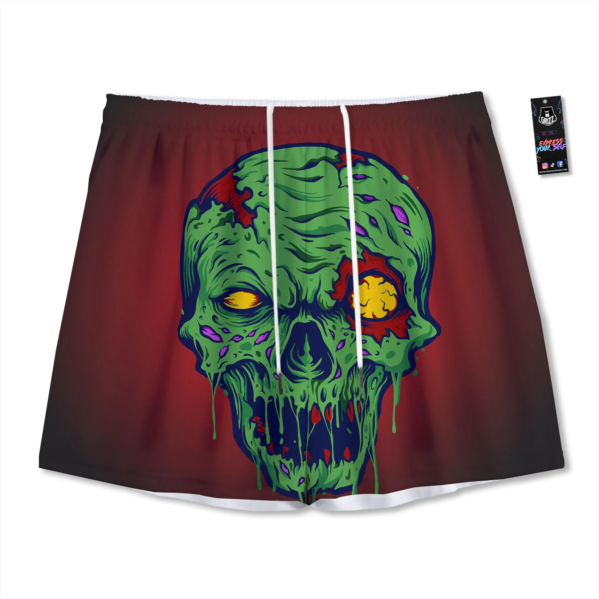Skull Zombie Scary Horror Print Mesh Shorts