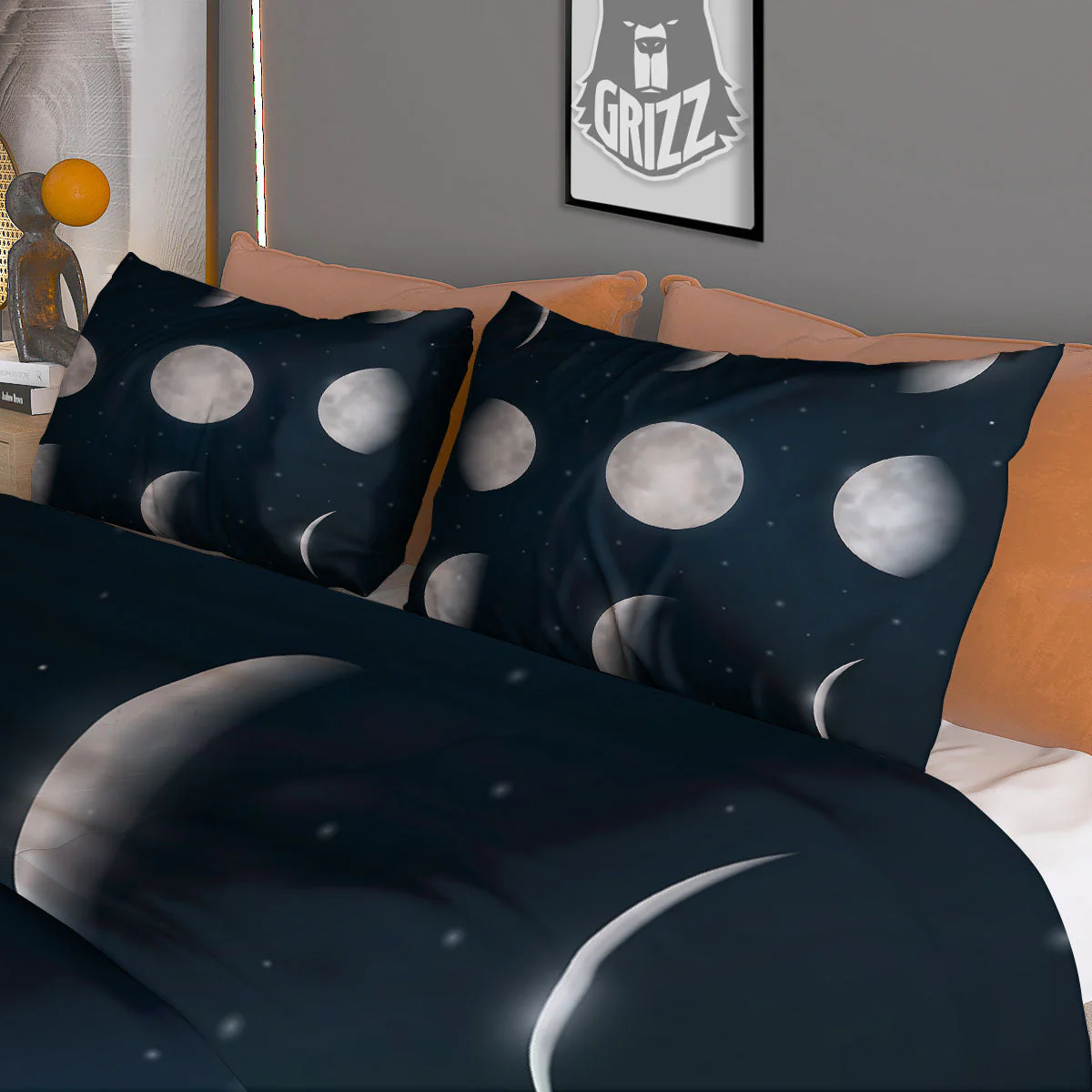 Sky Moon Night Phase Print Duvet Cover Bedding Set - Image 3