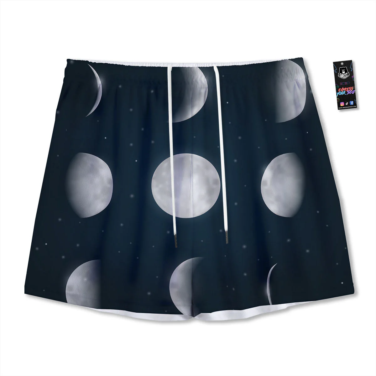 Sky Moon Night Phase Print Mesh Shorts