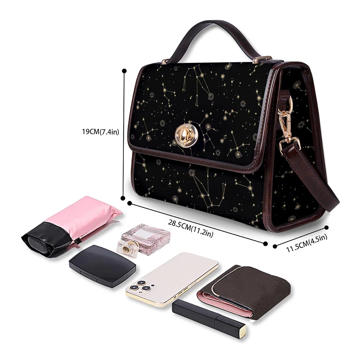 Sky Star Print Pattern Women's Satchel Bag - Image 4