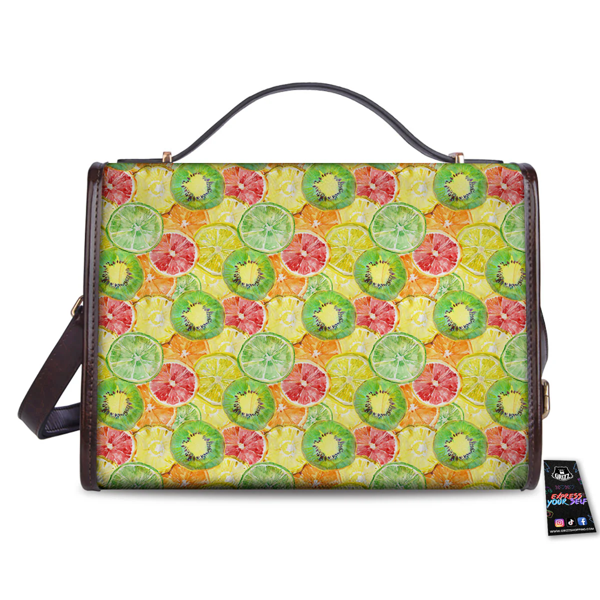 Slices Fruit Orange Print Pattern Women's Satchel Bag - Image 2