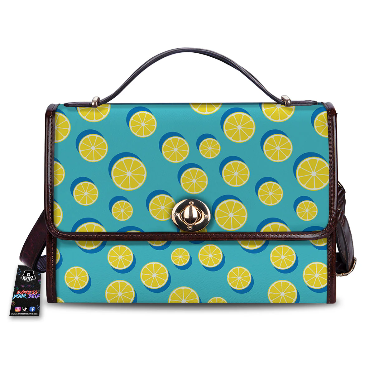 Slices Lemon Print Pattern Women's Satchel Bag