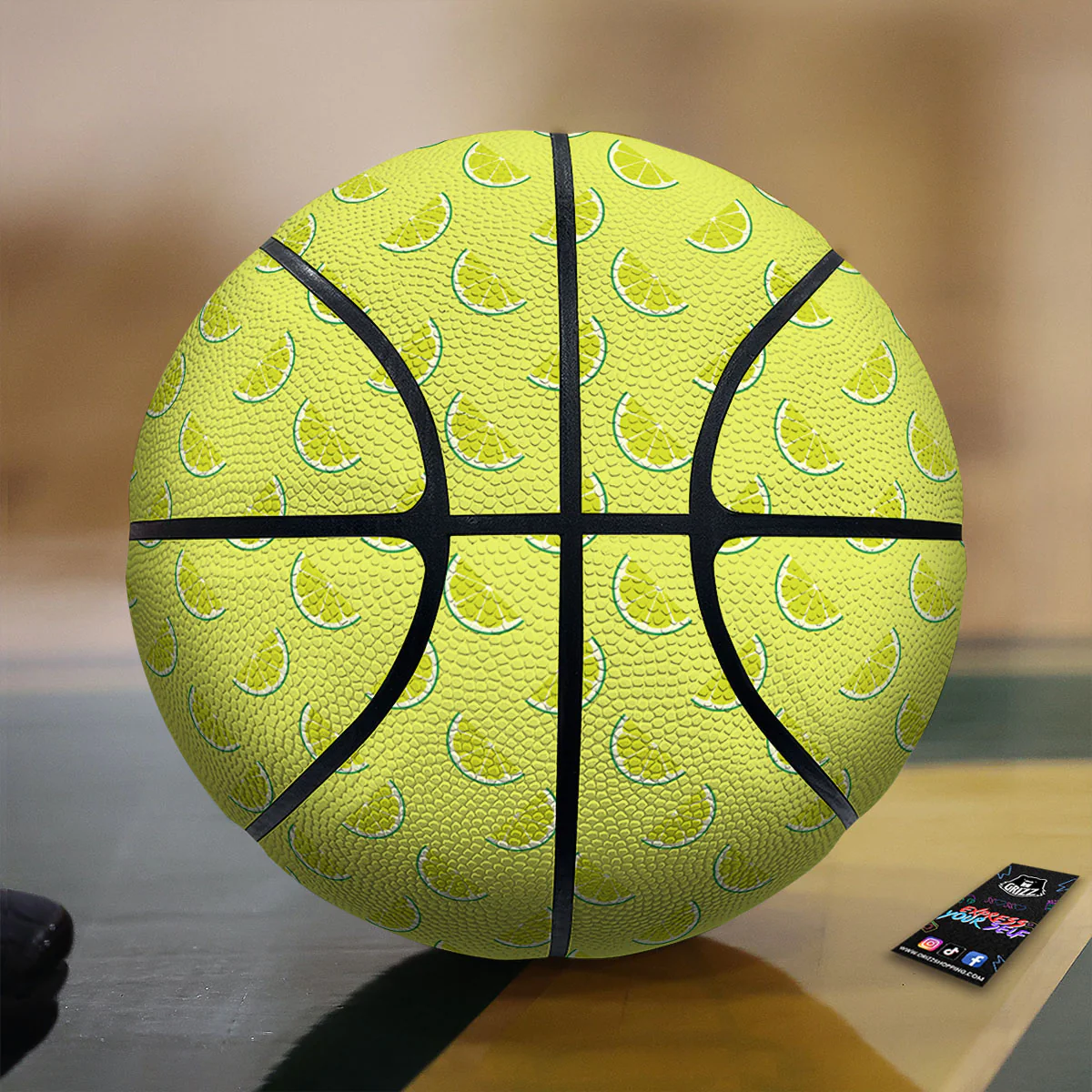 Slices Lime Green Print Pattern Basketball