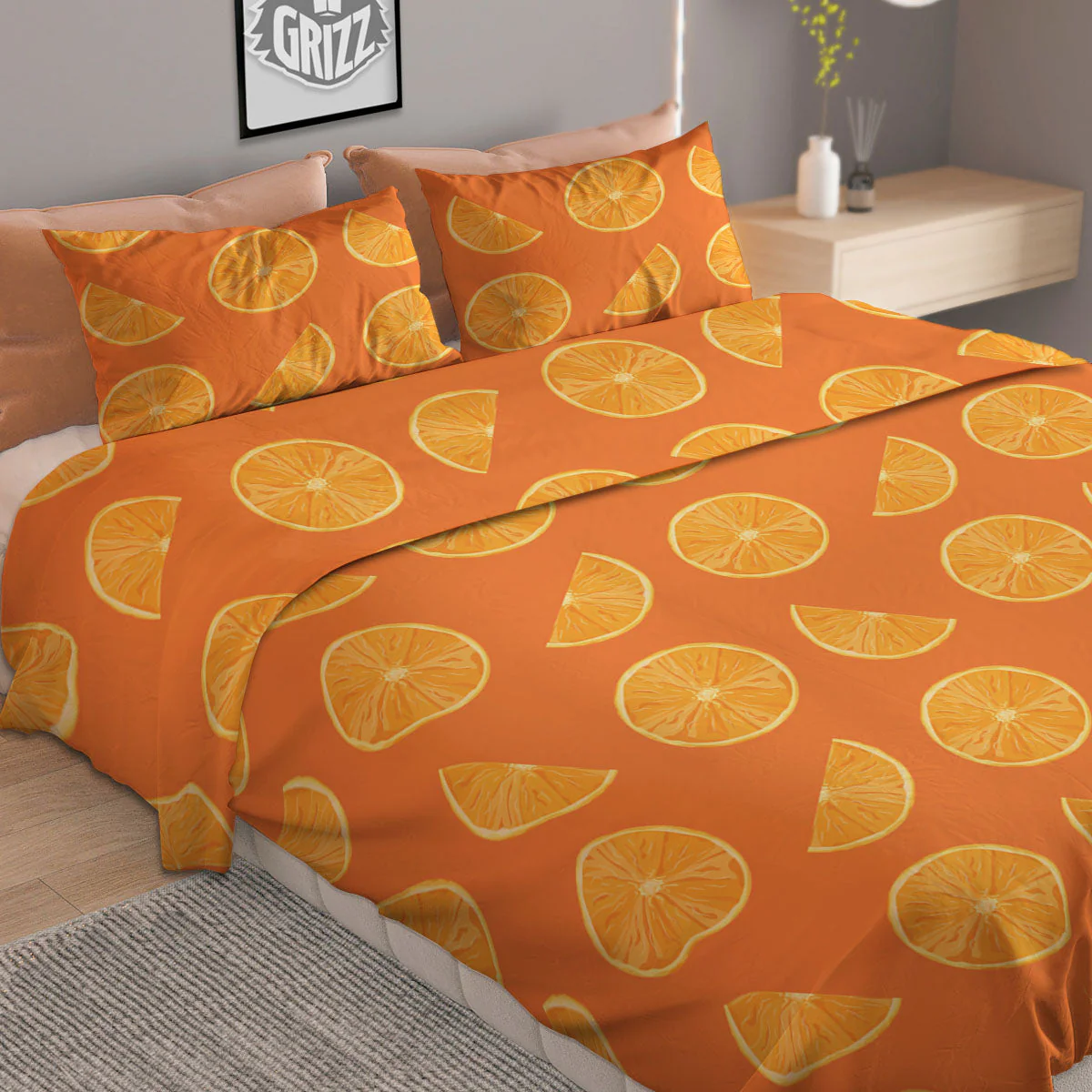 Slices Orange Print Pattern Duvet Cover Bedding Set - Image 2