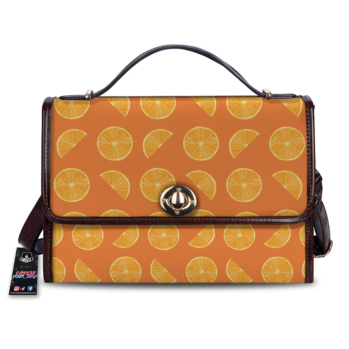 Slices Orange Print Pattern Women's Satchel Bag