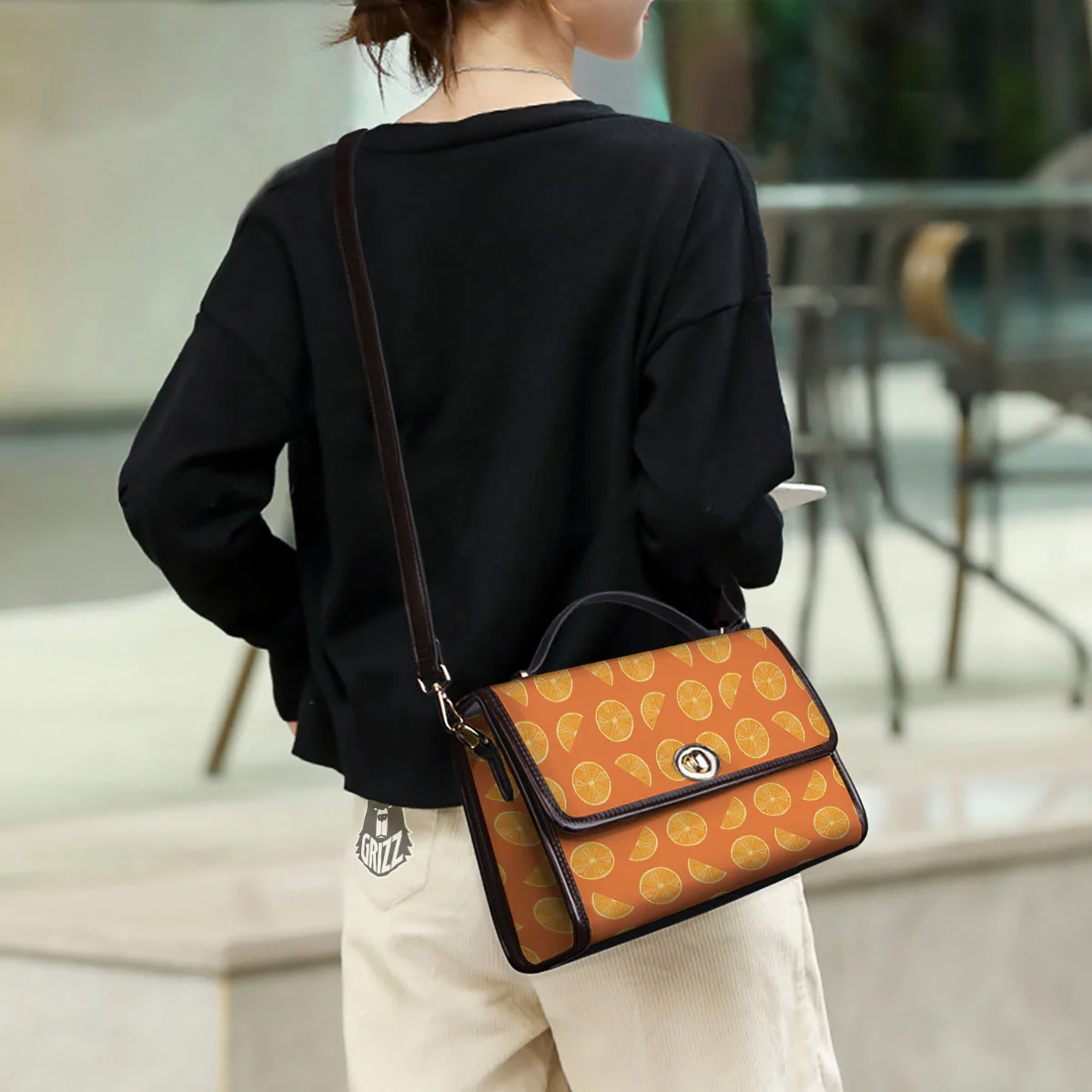 Slices Orange Print Pattern Women's Satchel Bag - Image 3