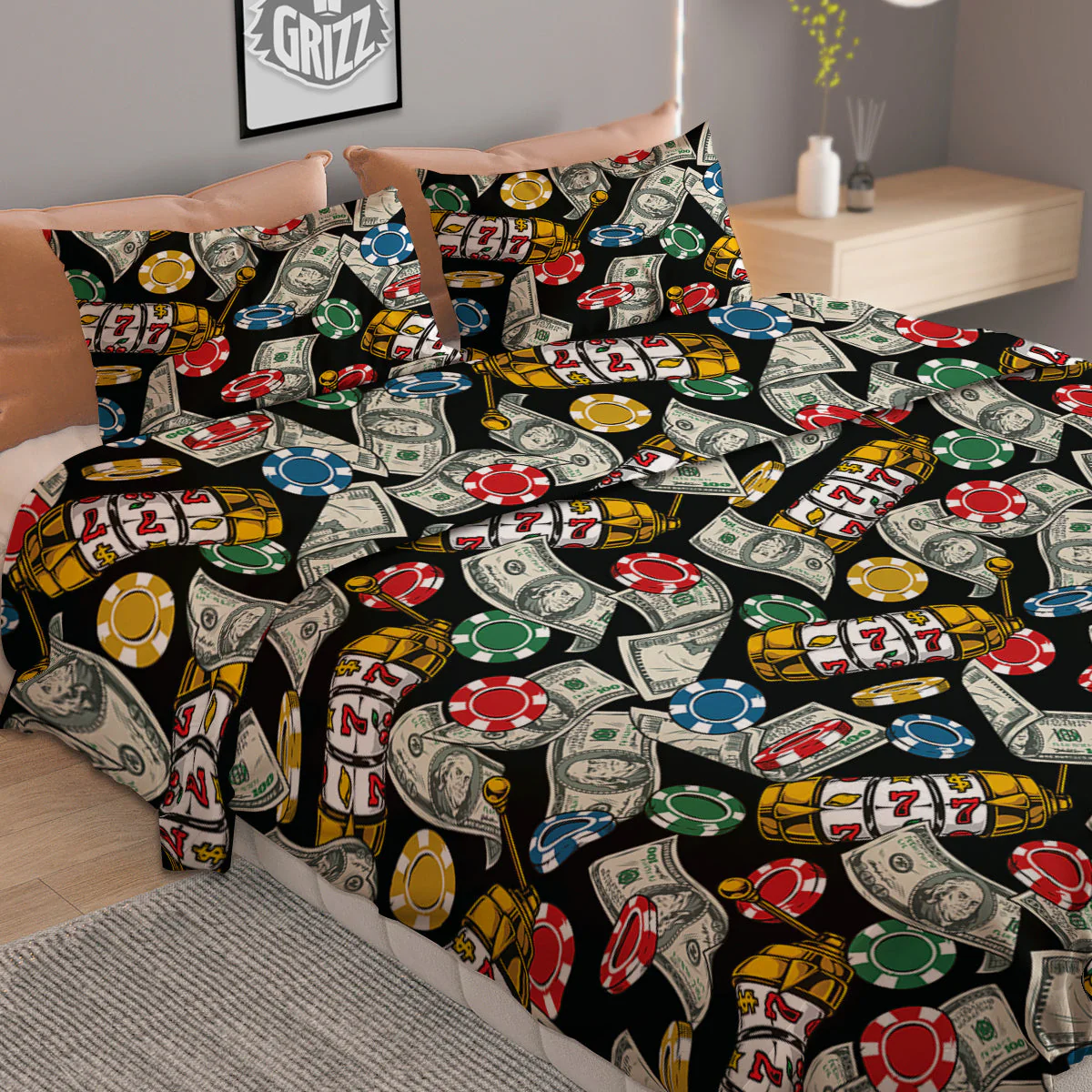 Slot Machines Casino Print Pattern Duvet Cover Bedding Set - Image 2