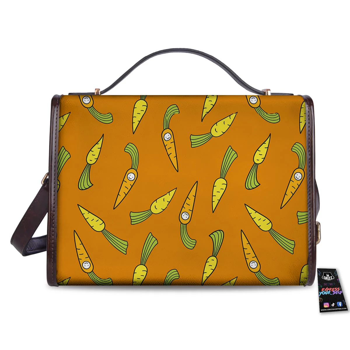 Smiley Carrot Print Pattern Women's Satchel Bag - Image 2
