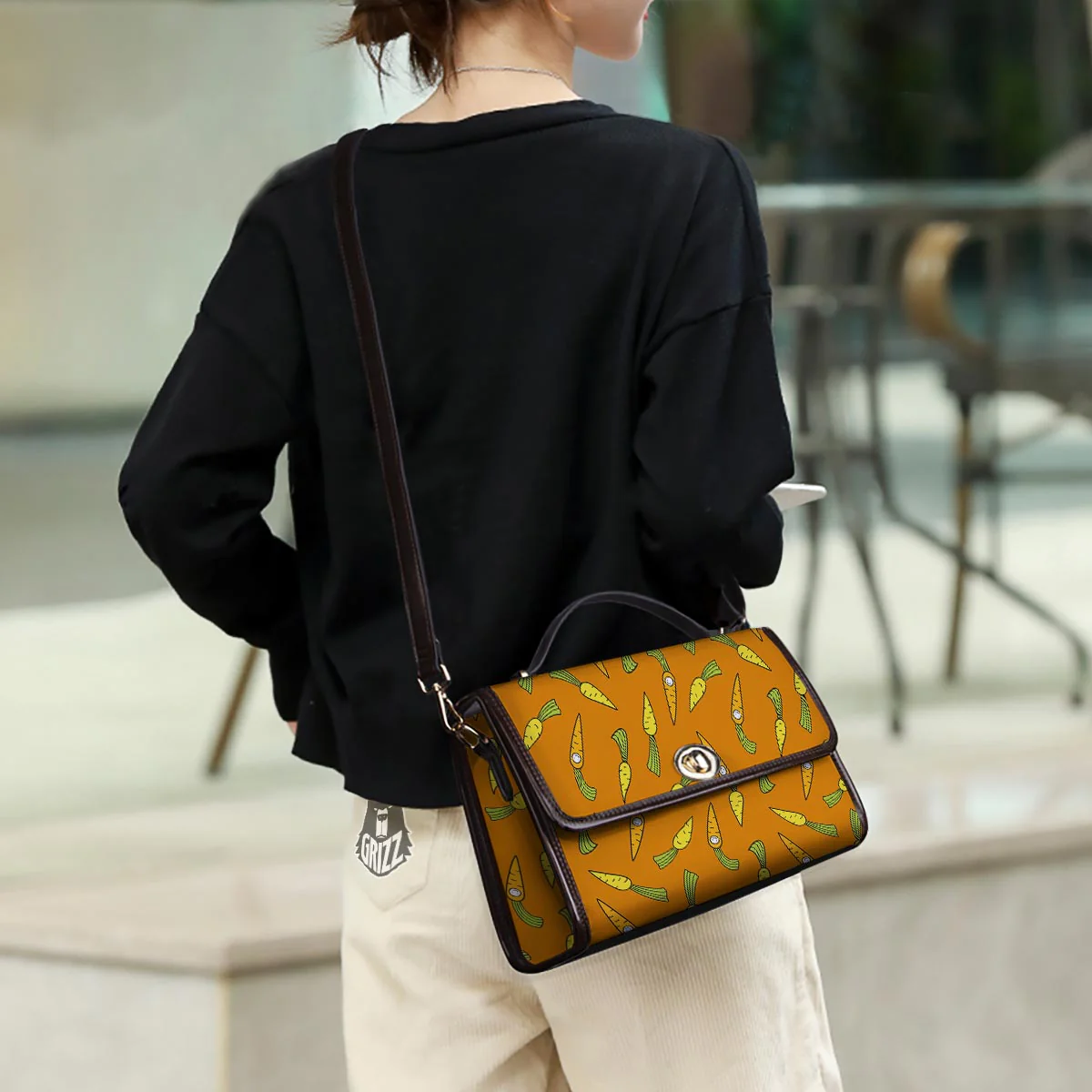 Smiley Carrot Print Pattern Women's Satchel Bag - Image 3